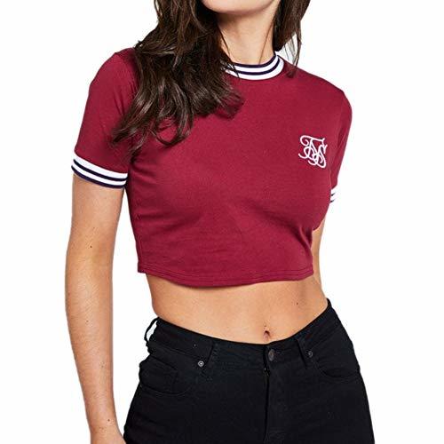 Moda Sik Silk Ringer Crop Mujer Granate 8 XS