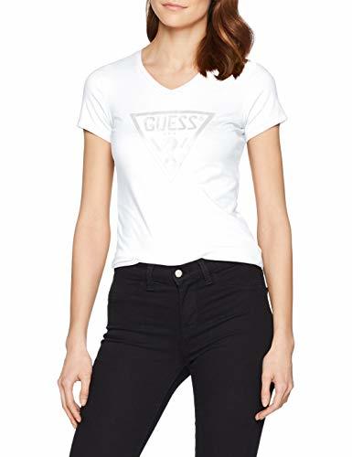 Moda Guess SS Vn Triangle tee Camiseta de Tirantes, Blanco