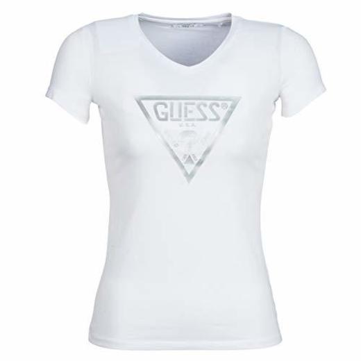 Guess SS Vn Triangle tee Camiseta de Tirantes, Blanco