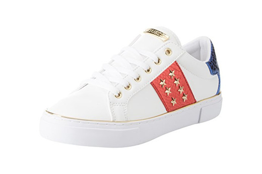 Guess Gamer/Active Lady/Leather Like, Zapatillas de Gimnasia para Mujer, Blanco