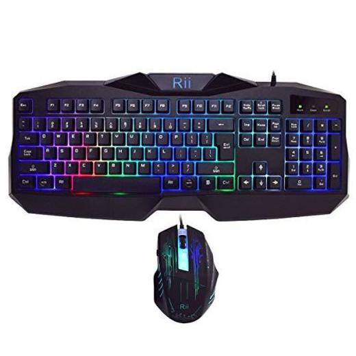 Rii RM400 Teclado Gaming Rainbow Conjunto de Pack de teclado y ratón