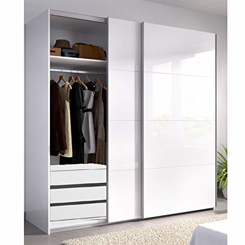 Home HABITMOBEL Armario Puertas correderas Estrella 180 cm de Ancho Alto 204cm Blanco