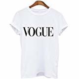 Genial Camiseta Vogue Negra Moda Manga Corta Camiseta Mujer Fresco Casual para