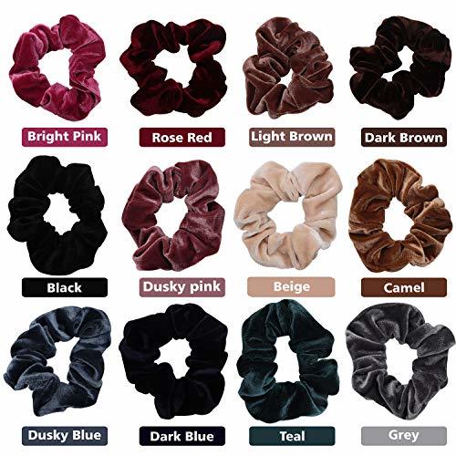 Beauty 12 piezas Diademas - Colorful Velvet Hair Scrunchies - Bandas de Bobble