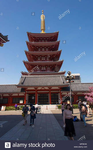 Sensoji Temple old five-story pagoda mark