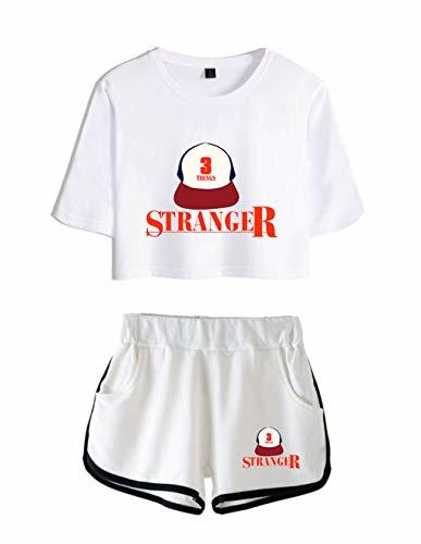 Fashion Conjunto Mujer Top y Pantalones Cortos Stranger Things, Conjunto Deportivo Camiseta y