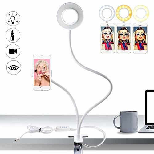 Electrónica Buluri Selfie Ring Light con Soporte para Teléfono Móvil,3 modos de luz