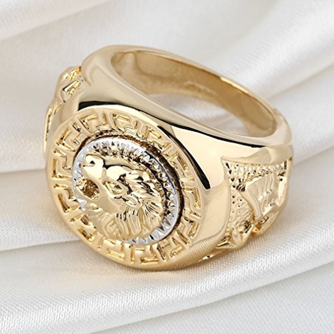 Social Wilk 19mm Hombres de la Moda Anillo de la Venda Noble Fresco de Cabeza de león Amarillo de 18 Quilates Chapado en Oro