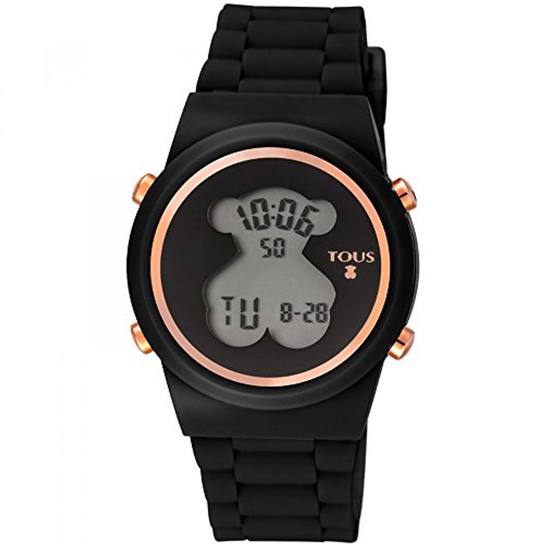 Moda Reloj TOUS digital 700350320-Bear de acero IP rosado con correa de Silicona