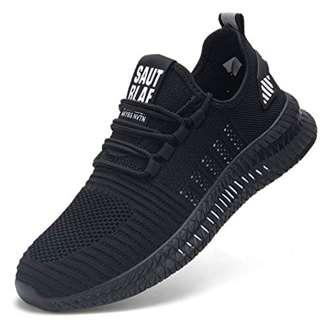 Social Kefuwu Zapatos de Running para Hombre Transpirables Aire Libre y Deportes Correr Asfalto Casual para Deportivas de Malla（Negro Blanco 45）