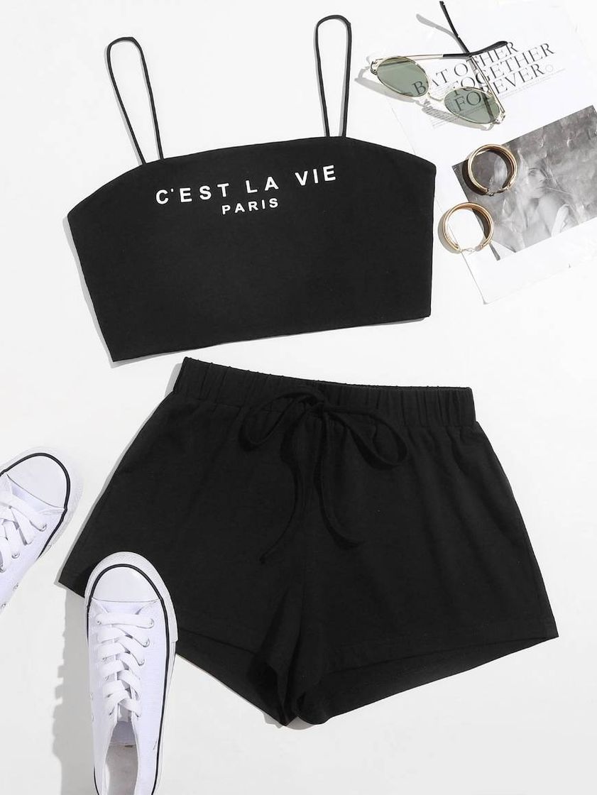 Moda Conjunto Saia E Short Preto Confortável 