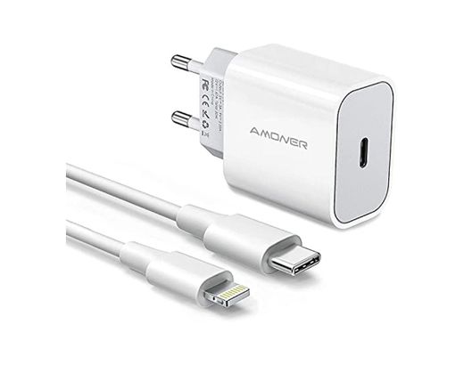 Cargador USB C Amoner 20w y Cable de Carga para iPhone Cargador