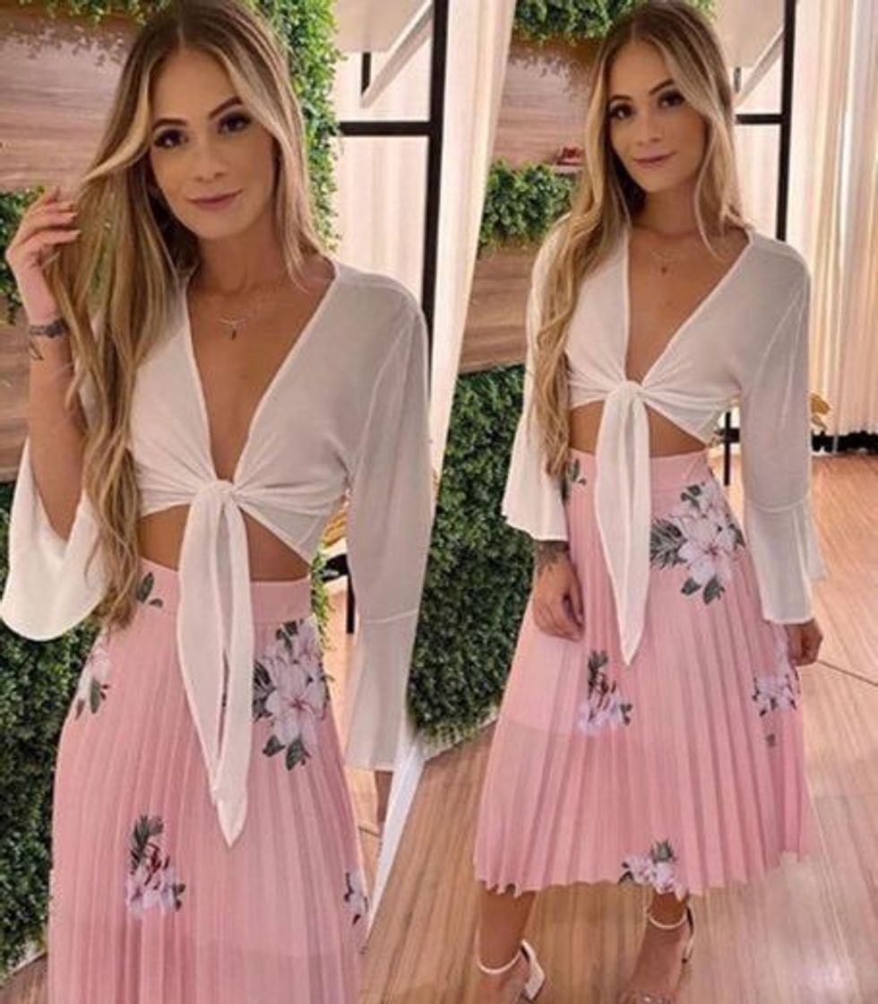 Social Look com saia plissada 