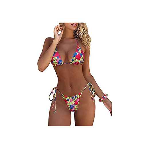 Bikinis brasileños Tanga Trajes de Baño de Dos Piezas Ropa de Playa Mujer Sexy Dividido bañadores Mujer Natación Halter con Espalda Fiesta de Piscina Micro Mini Bikinis Mujer Push up 2021