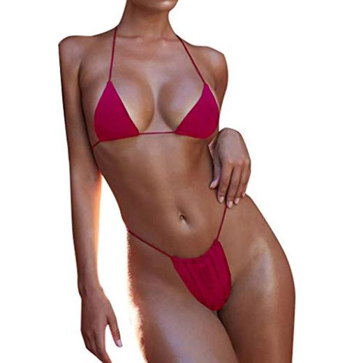 Bikinis Mujer 2019 Brasileños SHOBDW Color Sólido Conjunto de Bikini Push Up