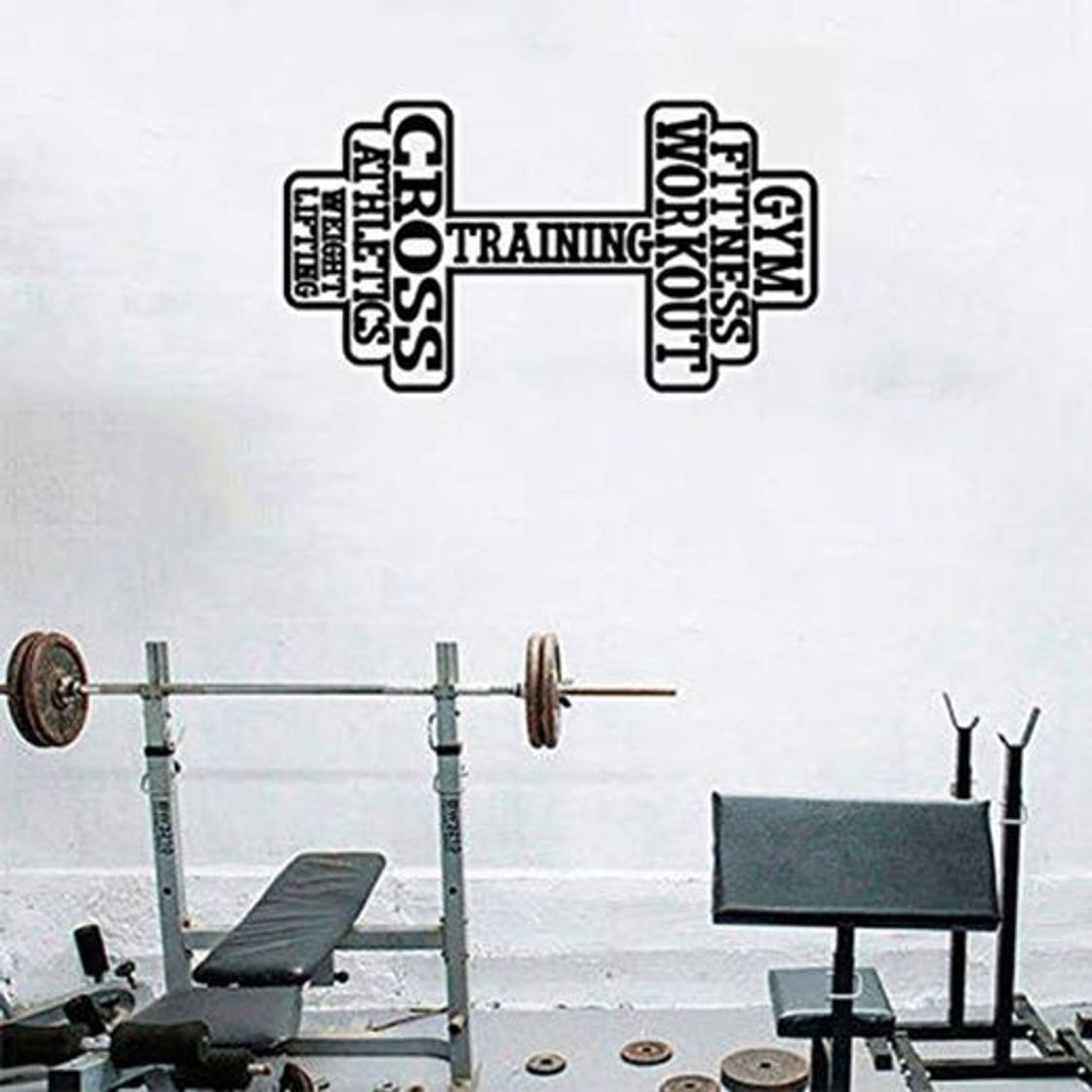 Product JXAA Decalque Da Parede Do Esporte da Aptidão Dumbell STIZZY Cartaz Musculação Ginásio Atleta Interior Removível Vinil Adesivo de Parede Decoração Moderna 104x57cm