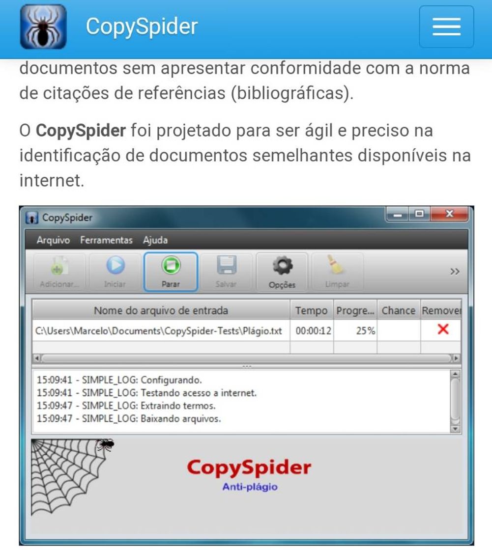 Moda CopySpider. Programa Anti-Plágio Gratuito