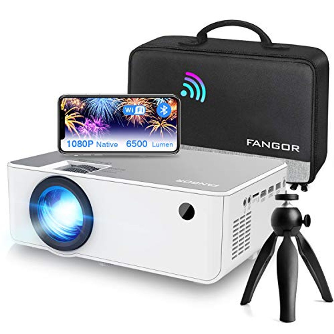 Social Fangor - Proyector WiFi HD inalámbrico 1080P Nativo Proyector Bluetooth Home Theater