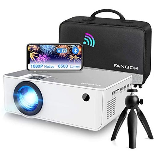 Fangor - Proyector WiFi HD inalámbrico 1080P Nativo Proyector Bluetooth Home Theater
