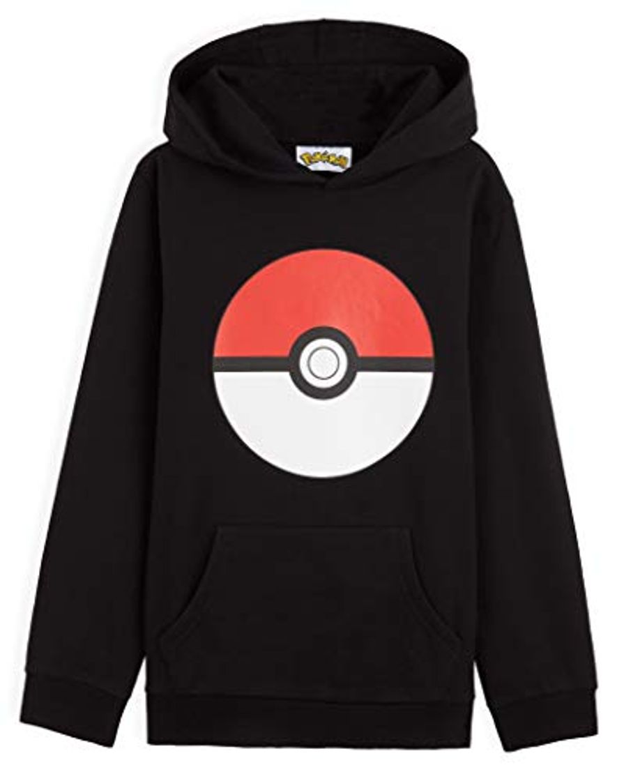 Moda Pokèmon Sudadera Niño con Capucha, Sudadera Negra Diseño Pokeball, Sudaderas Niño Algodon