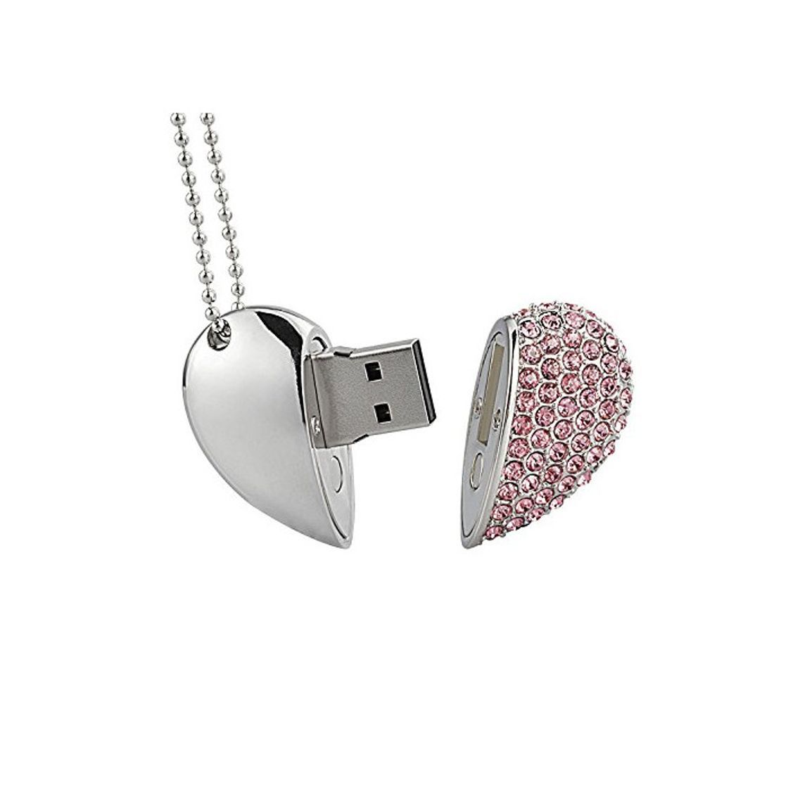 Product Shooo 64GB Rhinestone Metal Heart Memoria USB