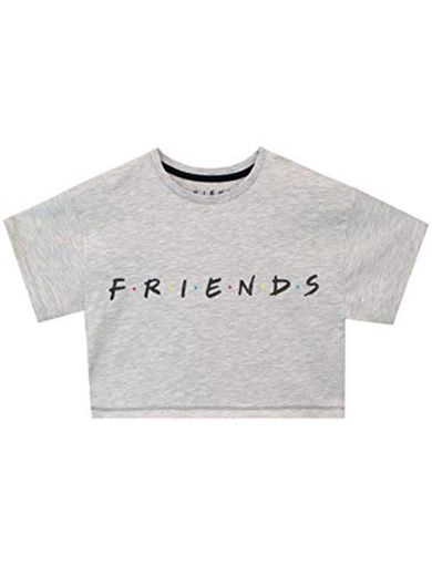 Friends Camiseta de Crop de Manga Corta para Niñas Gris 9