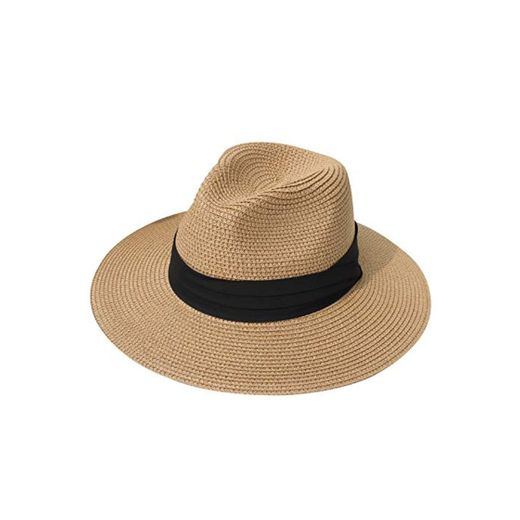 DRESHOW Mujeres Sombrero de Panamá Sombreros de Paja Sombrero de Verano Sombrero