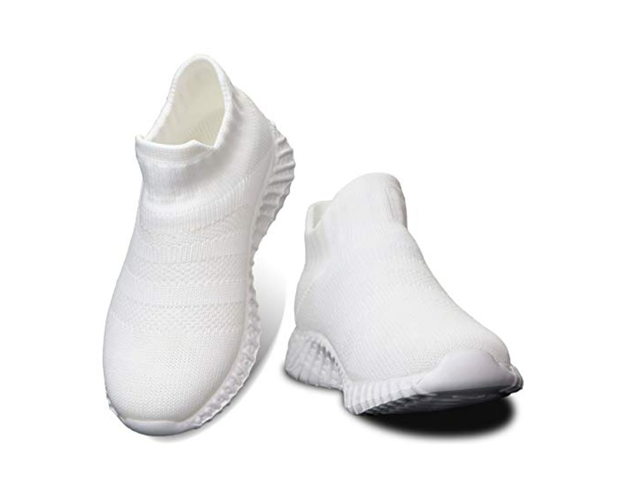 Moda Niños Niñas Zapatos Deportivas Running Tenis Casual Trekking Calzado Antideslizante Zapatillas de Correr Caminando Senderismo Seguridad Plataforma Sneakers Entrenadores Bambas Blanco 34 EU