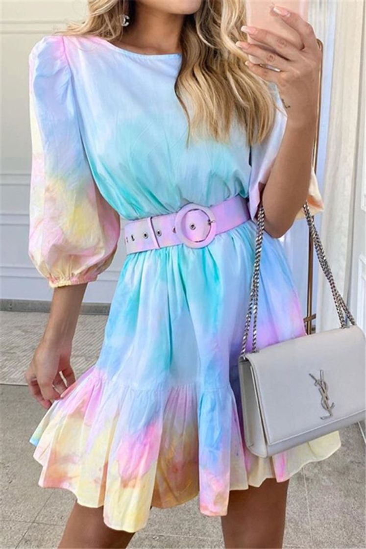 Moda Vestido Tie Dye 