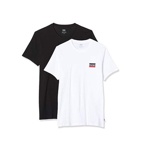 Levi's 2Pk Crewneck Graphic Camiseta, 2 Pack Sw White