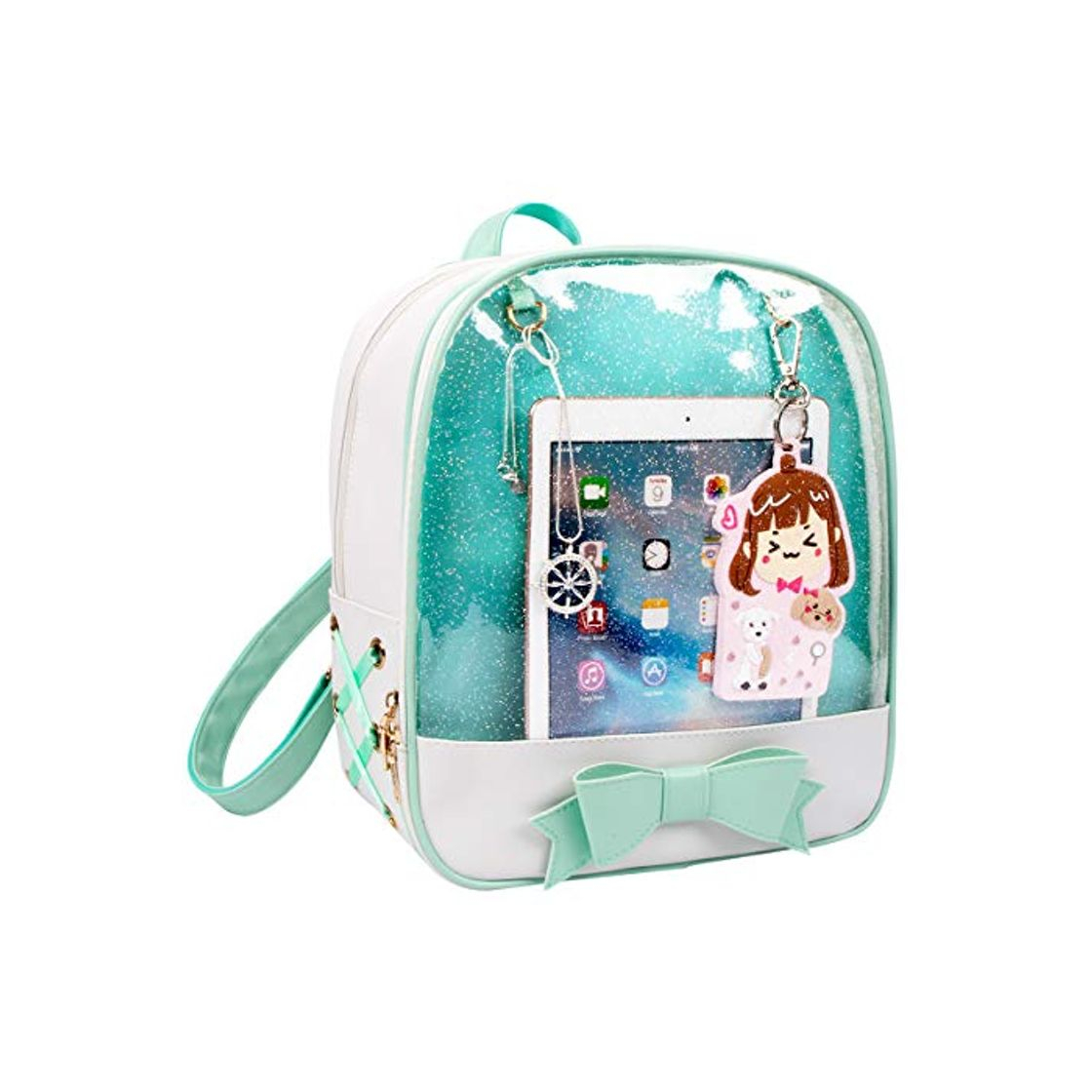 Products Shidan CFL Ita Bag de Niñas Mochila de Cuero de Caramelo Bolso de Escuela Ventana de Bowknot Kawaii