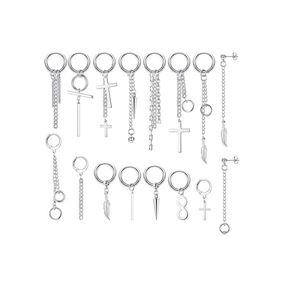 Social YADOCA 16Piezas KPOP Bangtan Boy álbum Jimin Cadena Pendientes para Mujeres Hombres Adolescentes Círculo de Plata Círculo Cruz Pluma Colgante Pendientes de lóbulo Drop aretes Coreano Moda joyería
