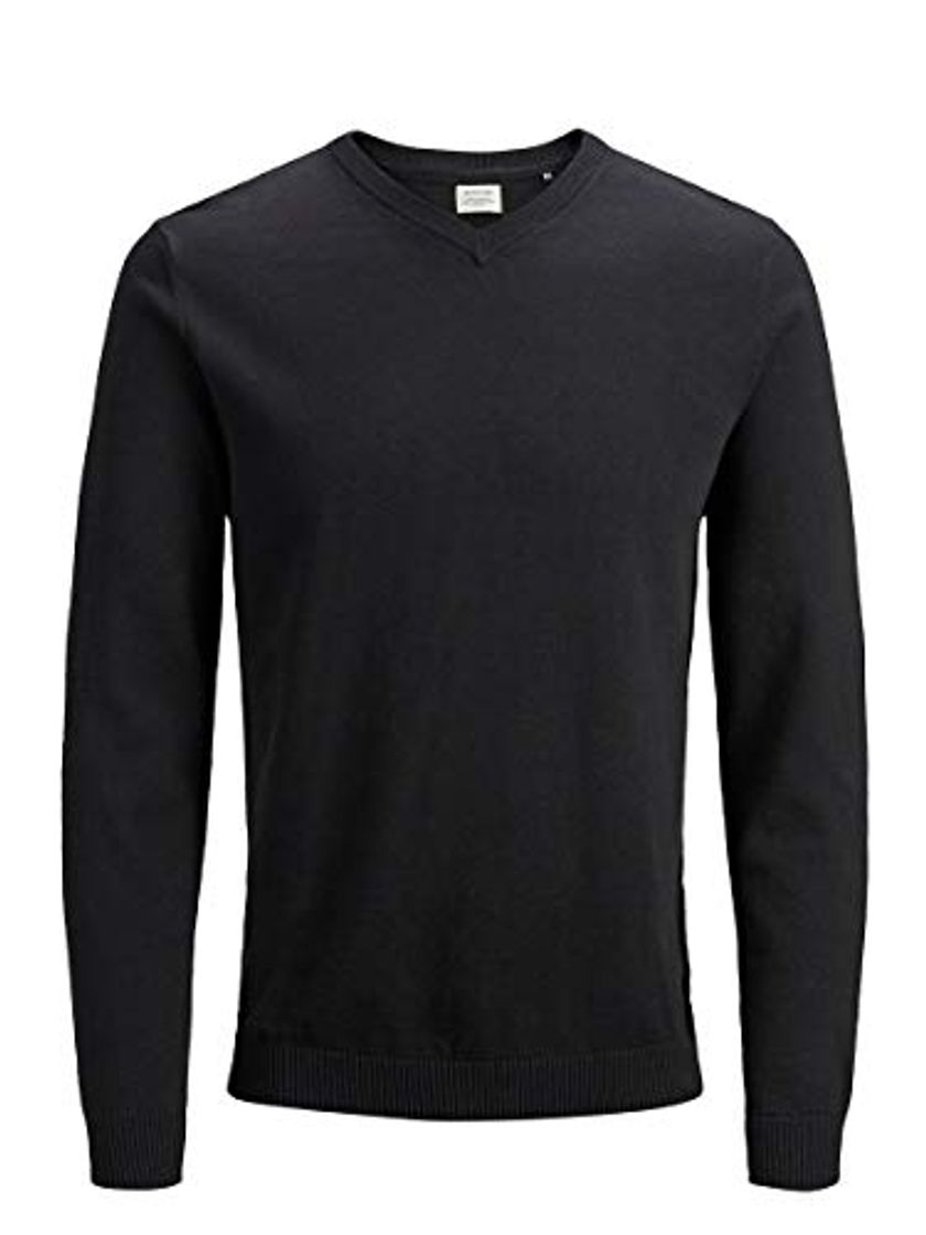 Fashion Jack & Jones Jjebasic Knit V-Neck Noos suéter, Negro