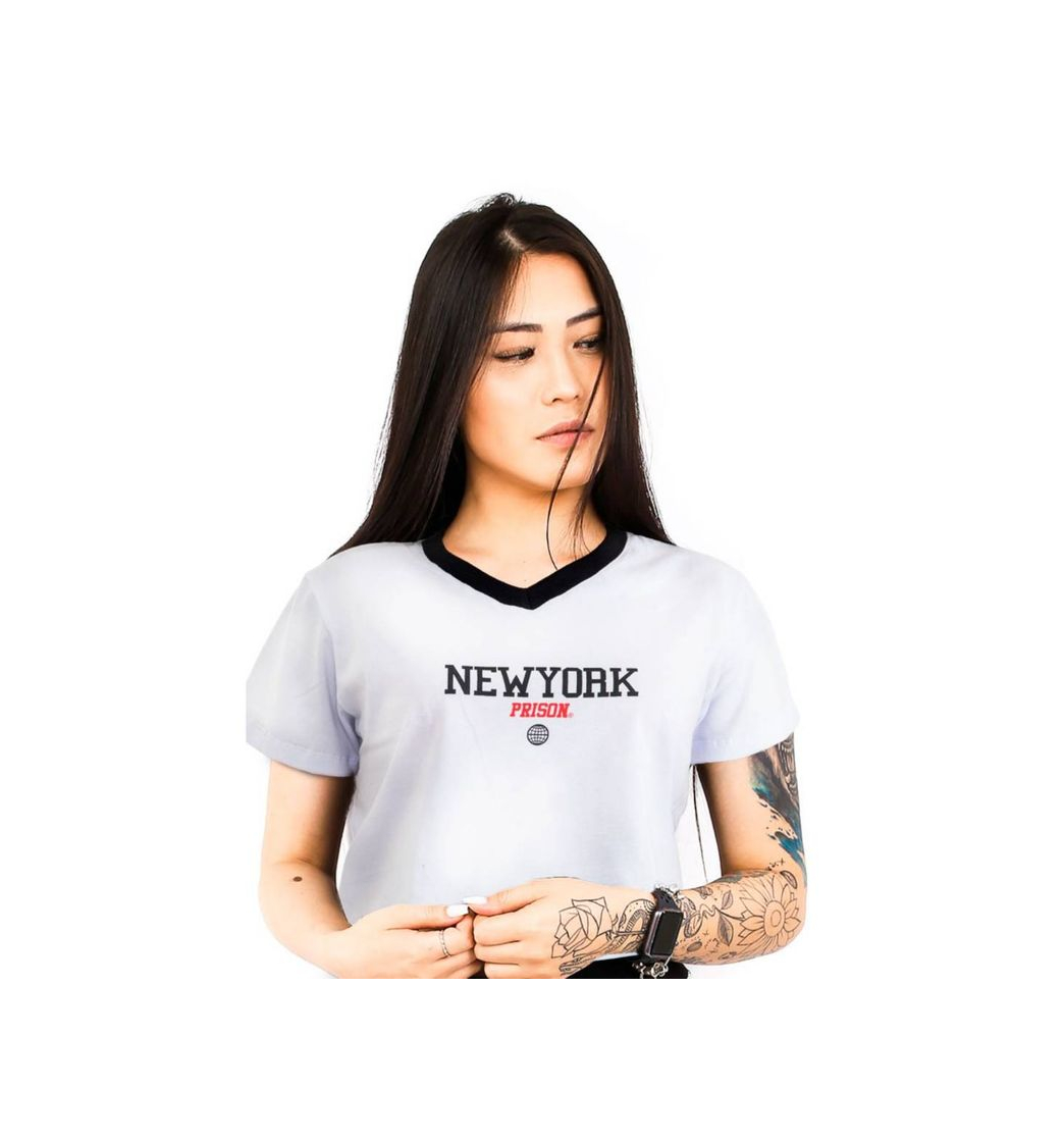 Moda Camisa Cropped feminina Prison New York