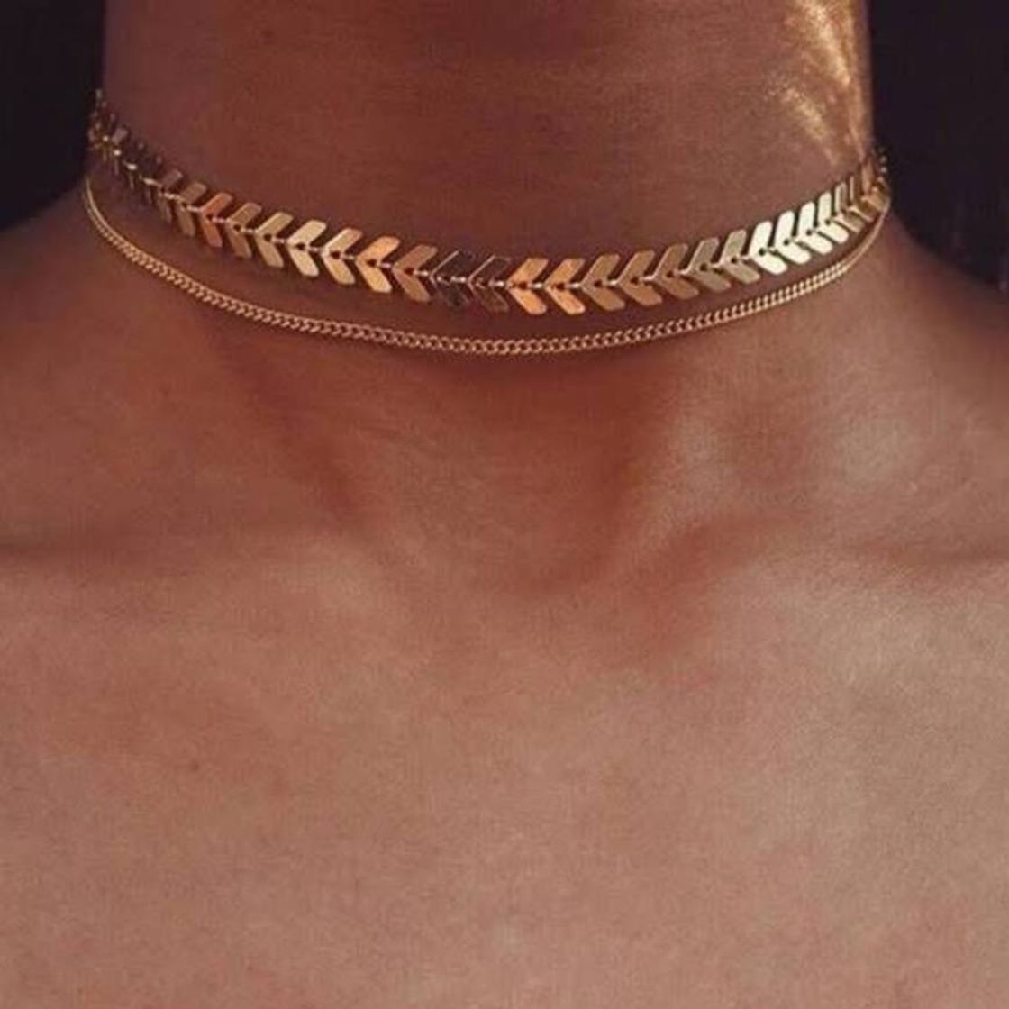 Moda Choker colar gargantilha dourado