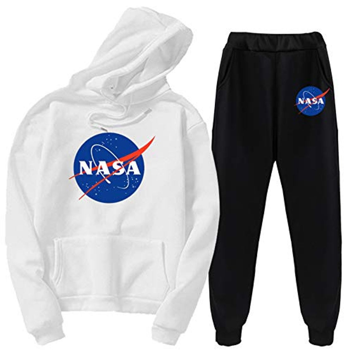 Moda Conjunto de Sudaderas y Pantalones Deportivos de Manga Larga de la NASA para Hombres y Mujeres Conjuntos de Dos Piezas Unisex más chándal Deportivo de Terciopelo