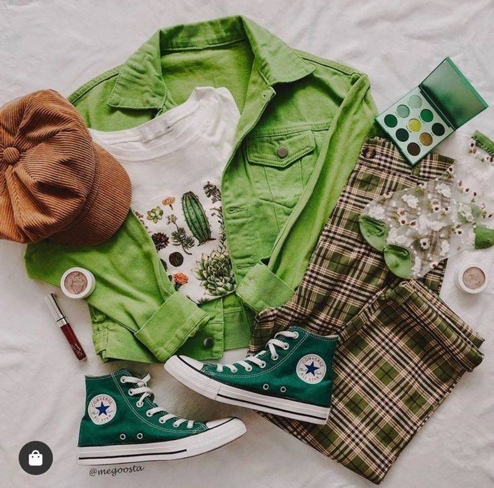 Moda Look xadrez e verde 🟤🟢