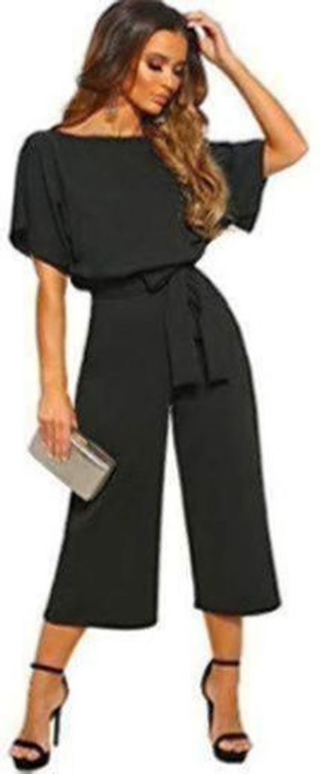 Social Longwu Mujeres Casual Elegante Cintura Alta Mono de Manga Corta Pantalones de