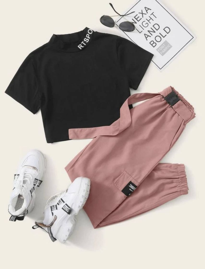 Moda Conjunto de calça e croppd