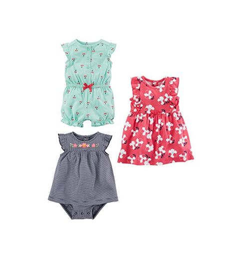 Simple Joys by Carter's Baby Girls paquete de 3 pelele, traje de