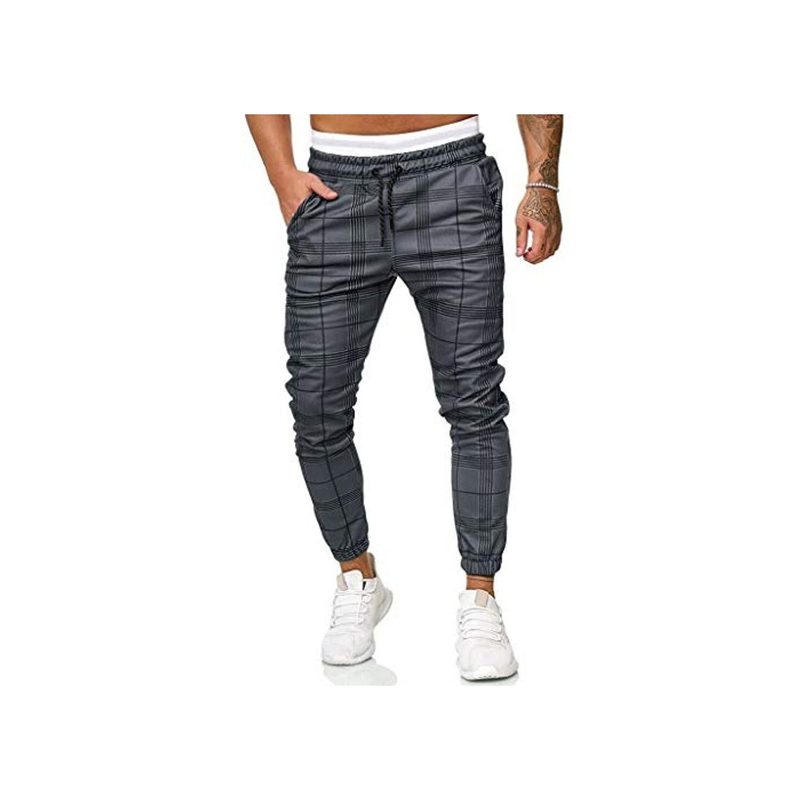 Moda LANSKIRT_Pantalones de Trabajo Hombre Pantalones Deportivos con Cremallera y Bolsillos de Joggers