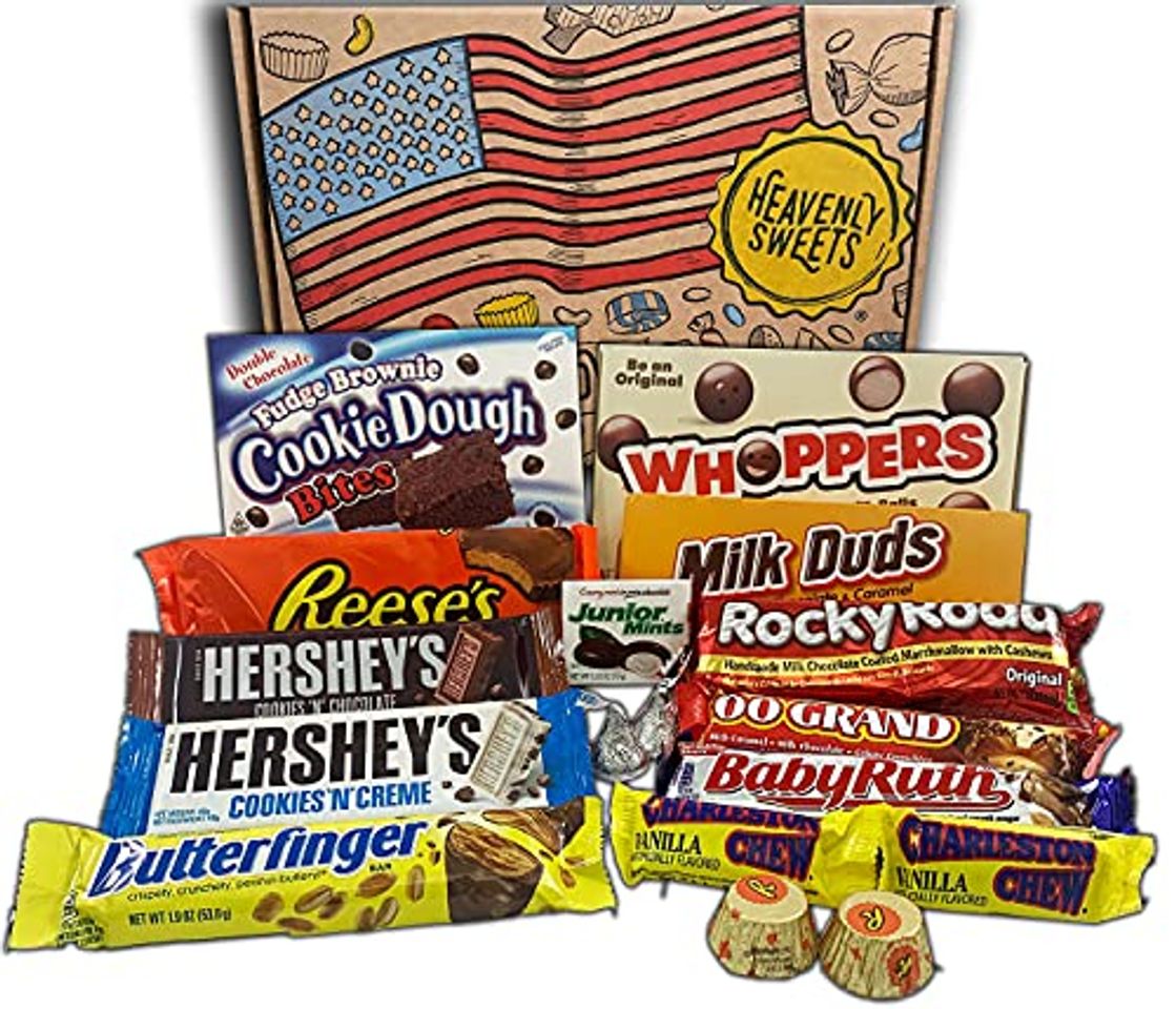 Social Heavenly Cesta de Dulces y Chocolate Americanos - Set de Marcas Clásicas