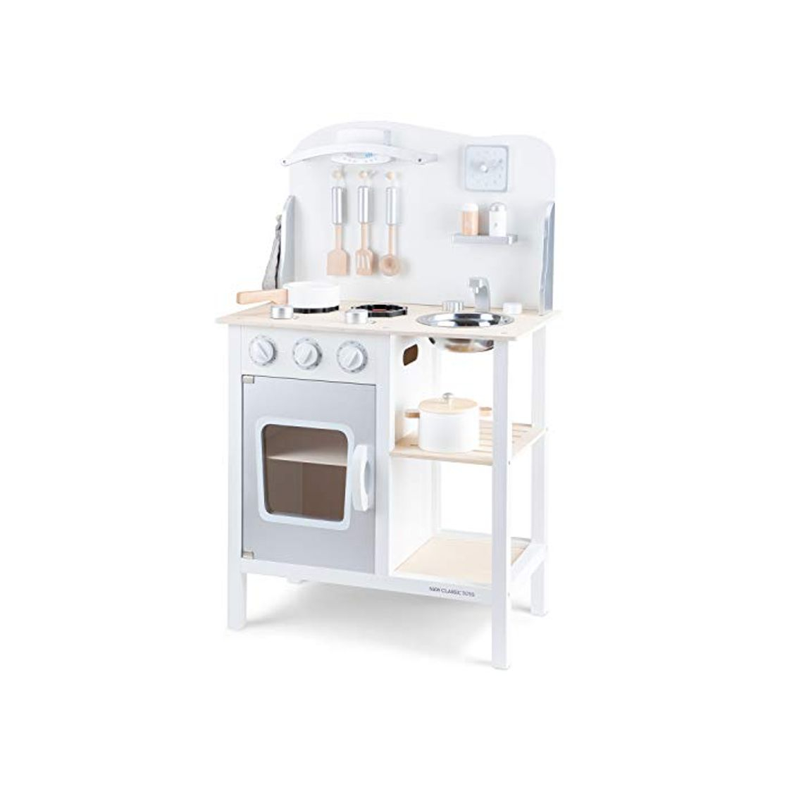 Producto New Classic Toys Toys-11053 Kitchenette-Bon Appetit-White/Silver, Color Blanco