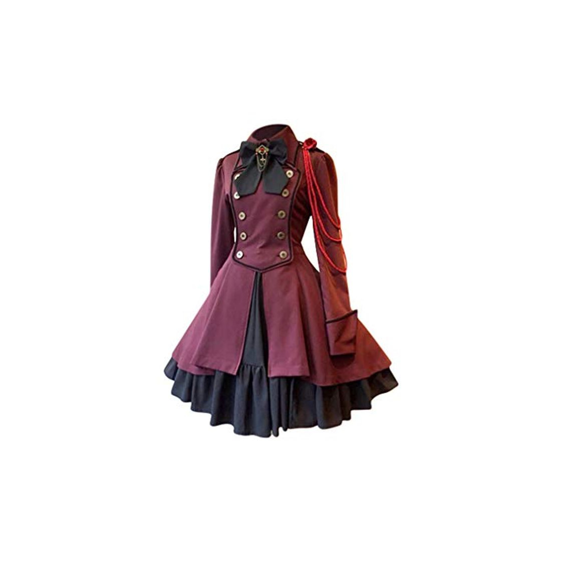 Social fengduo Mujer Medieval Lolita Vestido Gótico Steampunk Vestido de Uniforme Arco Solapa