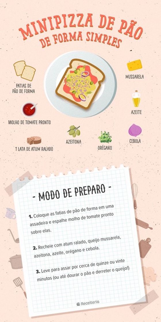 Moda mini pizza de pão de forma 🍞 🍕