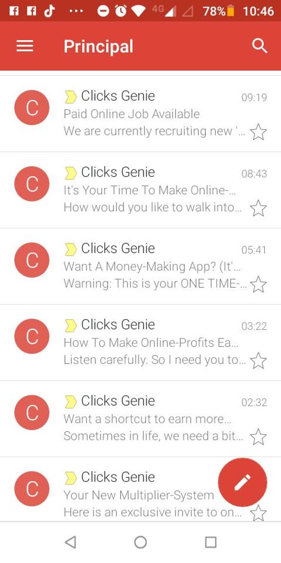 Moda Clicks Genie. Quer ser pago pra ler e-mails? Inscreva-se.