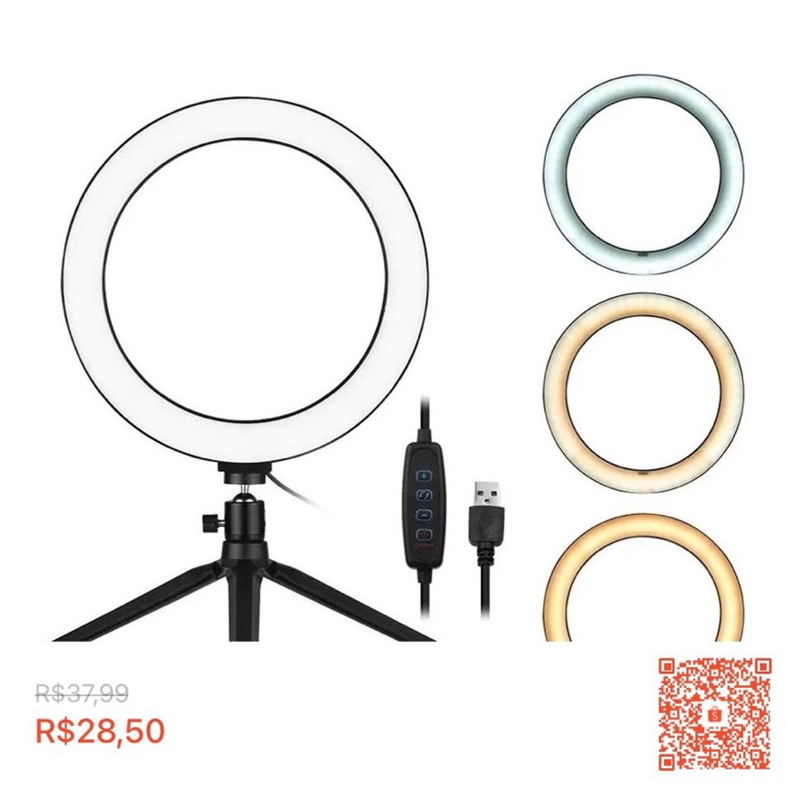 Moda Ring light led iluminaria 