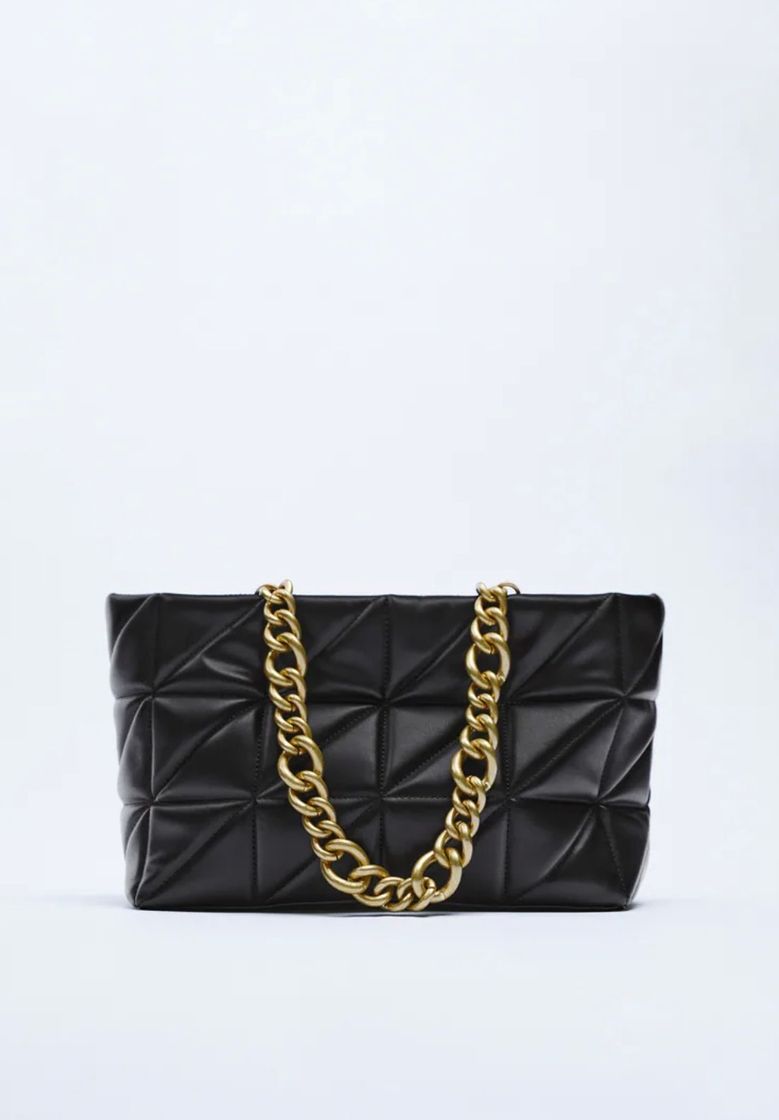 Fashion QUILTED SHOPPER WITH CHAIN - Black