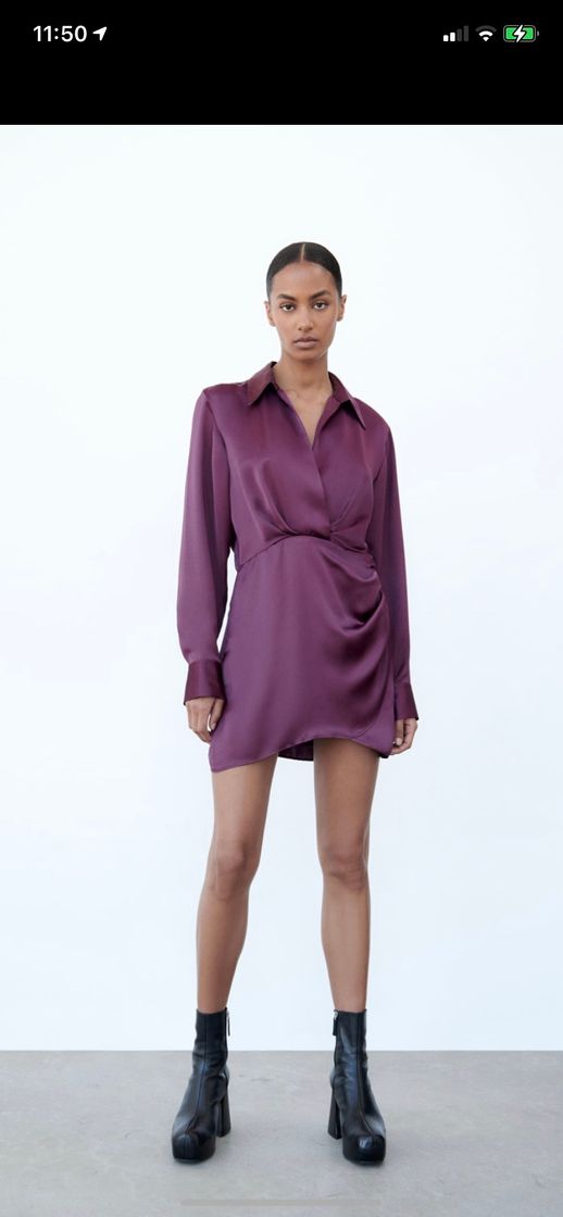 Moda SHORT SATIN EFFECT DRESS - Dark eggplant