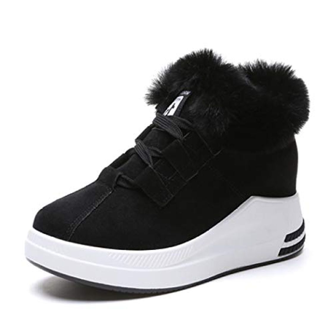 Fashion Zapatos de Invierno de Mujer Warm Plush Fury High Top Lace Up Zapatillas de Deporte de cuña Plataforma Alta Zapatos Casuales de Aumento de Altura